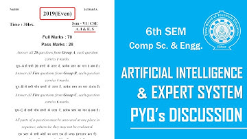 Artificial Intelligence & Expert System 2019(EVEN) PYQs Discussion | 6TH SEM CSE |  SBTE BIHAR