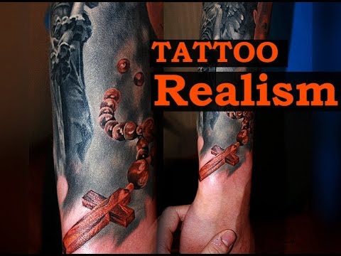 Tattooing process - REALISTIC - The color Cross tattoo - YouTube