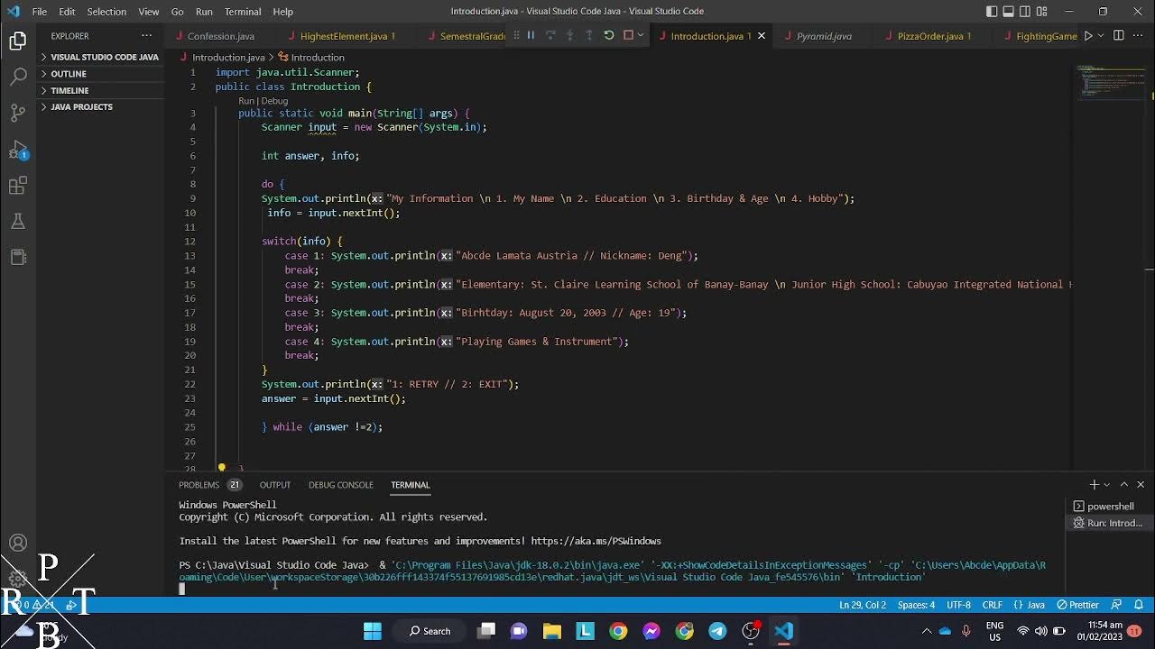 Introduce myself code - BSIT - G - YouTube