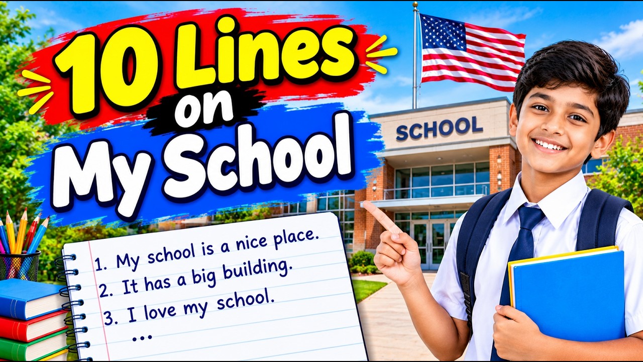 🔴 10 Lines on My School | 100 Words Paragraph in Simple English - YouTube