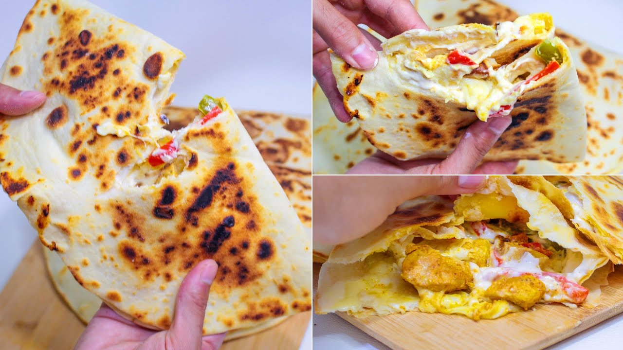 مستحيل تاكلو حبة وما تزيدوش 😳 أطيب ساندويتشات كاساديا بالدجاج بذوق خرافي مع طريقة صنع الخبز في البيت