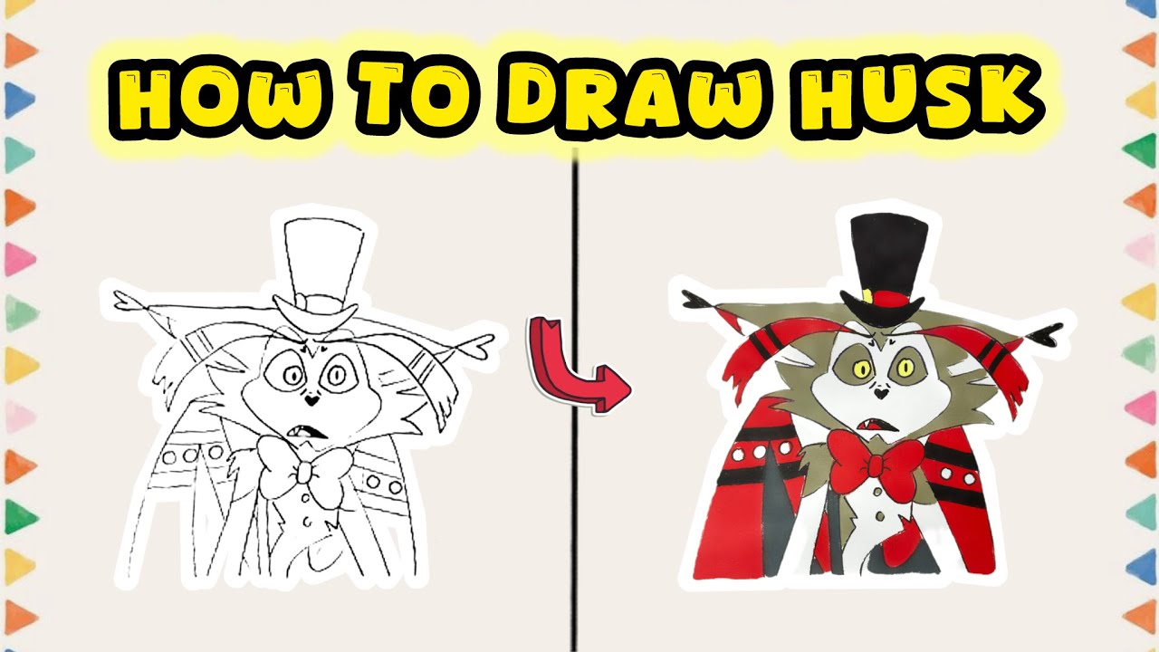 How to Draw Husk from Hazbin Hotel – Demon Character Drawing - YouTube