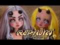 HALLOWEEN REPAINT ! Silver & Gold Demon Sisters OOAK Cave Club Hybrid Doll Custom Tutorial