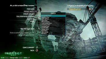 MW2.0 Inphect Package Unsetup Menu (PS3 Only)