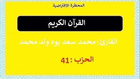 القرآن الكريم || الحزب : 41|| تلاوة : محمد سعد بوه ولد محمد