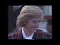 (RARE HD) Princess Diana in a tartan coat opens a Ski Slope and watches parachutists in London, UK