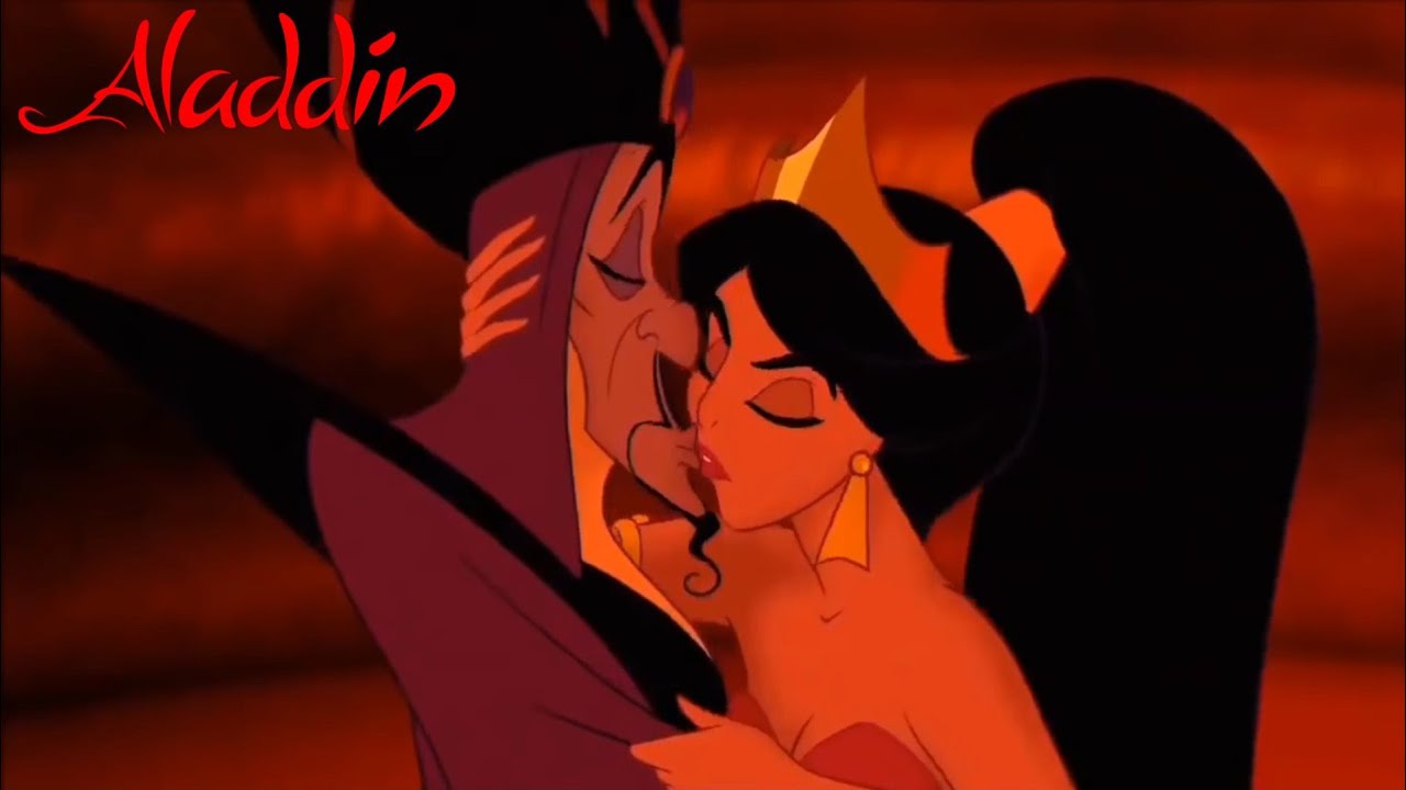 Aladdin 1992 Movie  Jasmine Kisses Jafar  Walt Disney
