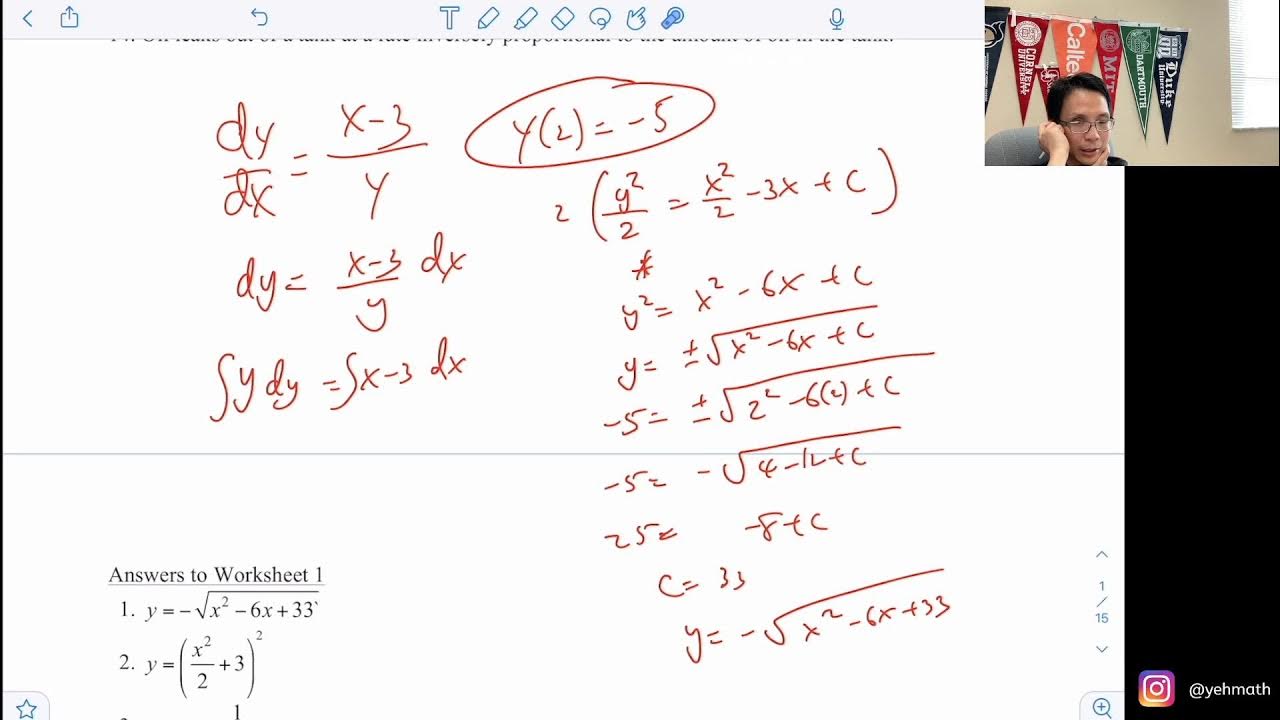 AP Calculus differential equation YouTube