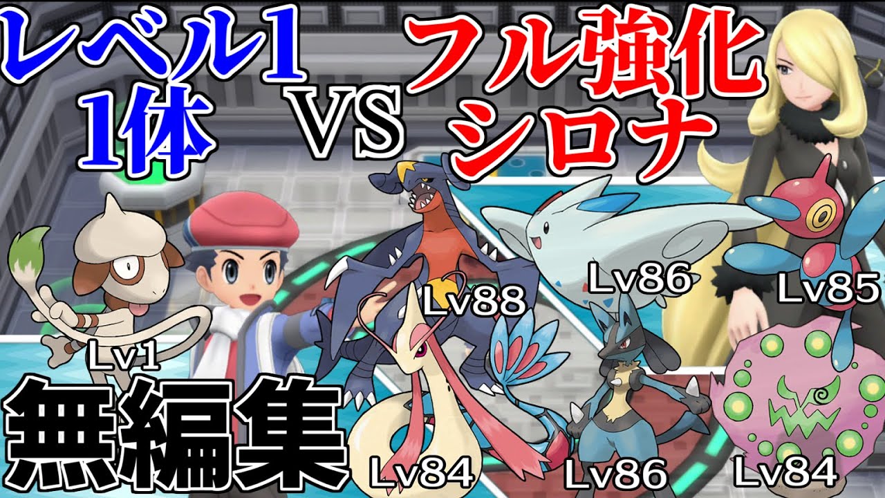 無編集 レベル1ドーブル1体でフル強化シロナを倒す ポケモンbdsp Youtube