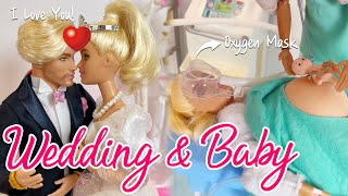 Barbie and Ken's Wedding day & Baby born