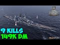 World of WarShips | Gneisenau | 9 KILLS | 149K Damage - Replay Gameplay 1080p 60 fps