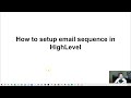 How to setup email sequence on HighLevel