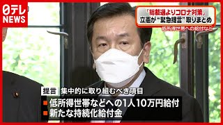 【10万円給付】立憲民主党　低所得世帯への“10万円給付”　コロナ対策の緊急提言