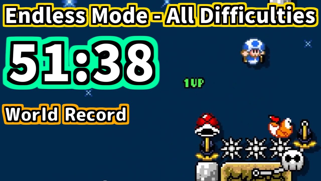 [Speedrun WR] Super Mario Maker 2 - Endless Mode - All Difficulties - 51:38
