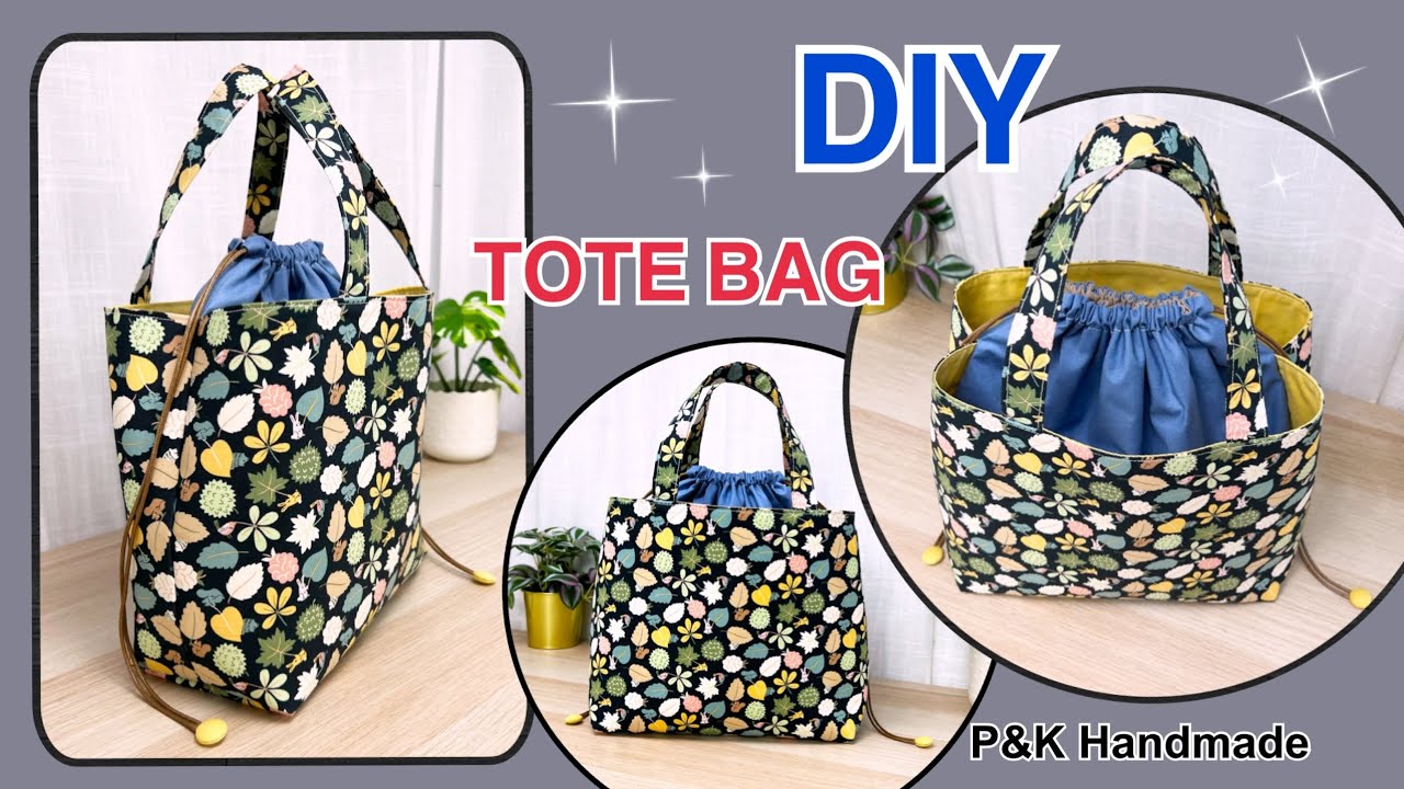 Beautiful How to Make Drawstring Tote Bag Step by Step Sewing Tutorial ...