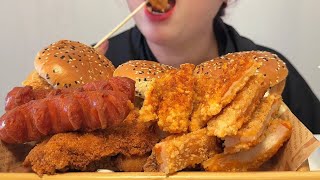 ASMR MUKBANGEating Fried chicken Chicken Strips and burger