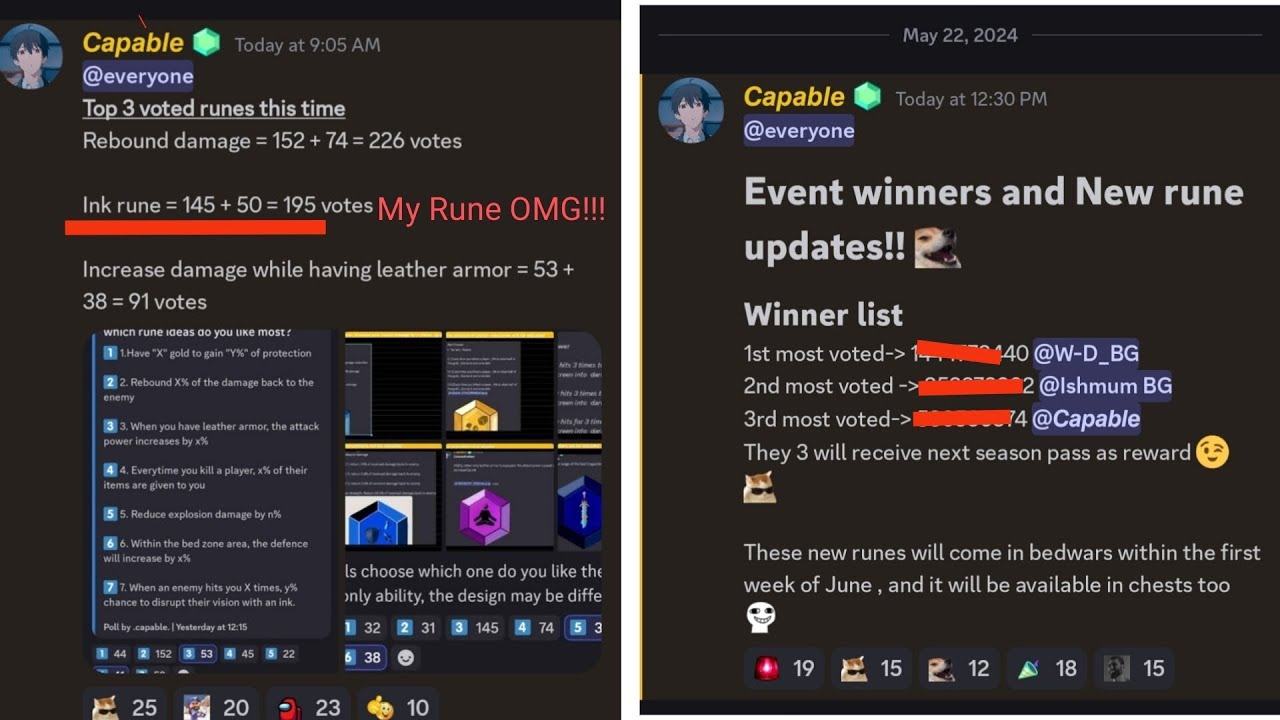My rune is selected for Bed wars official discord server. Its will add ...