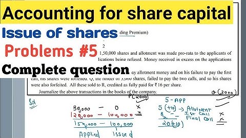 Issue of shares problems and solutions bcom 2nd year | Forfeiture and reissue of shares | Problem 5