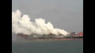 Huge Explosion on a Container Vessel Amsterdam Bridge  Catching on fire Mumbai India