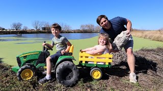 Using tractors to dig a huge hole | Tractors digging dirt | Tractors for kids