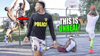 This POLICE OFFICER Was TALKING TRASH & Got DUNKED ON... (5v5 Basketball)