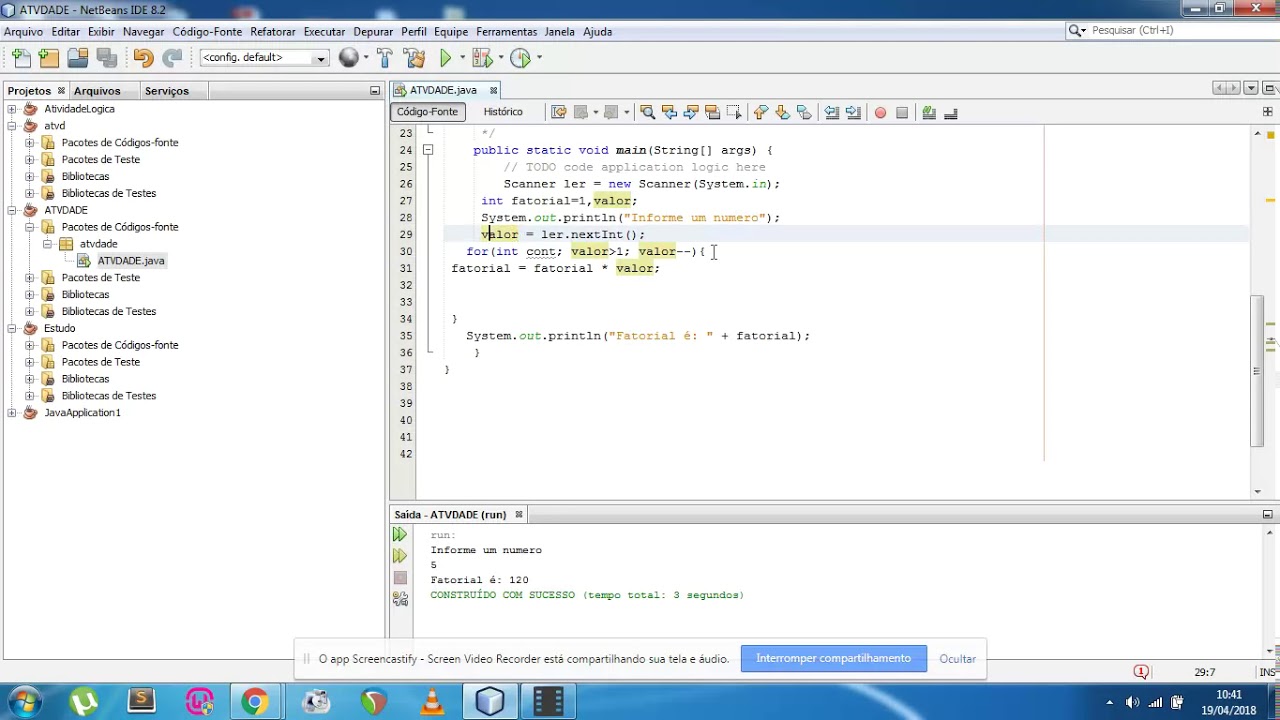 Fatorial Em Linguagem JAVA - Estrutura FOR - YouTube