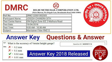How to Download Railway DMRC Answer Key 2018 Exam// Railway DMRC Answer key Maintainer & JE