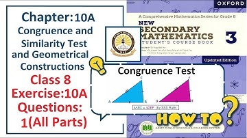 Exercise 10A Question 1 – (Congruent Test)  Complete solution – APS Math Class 8.