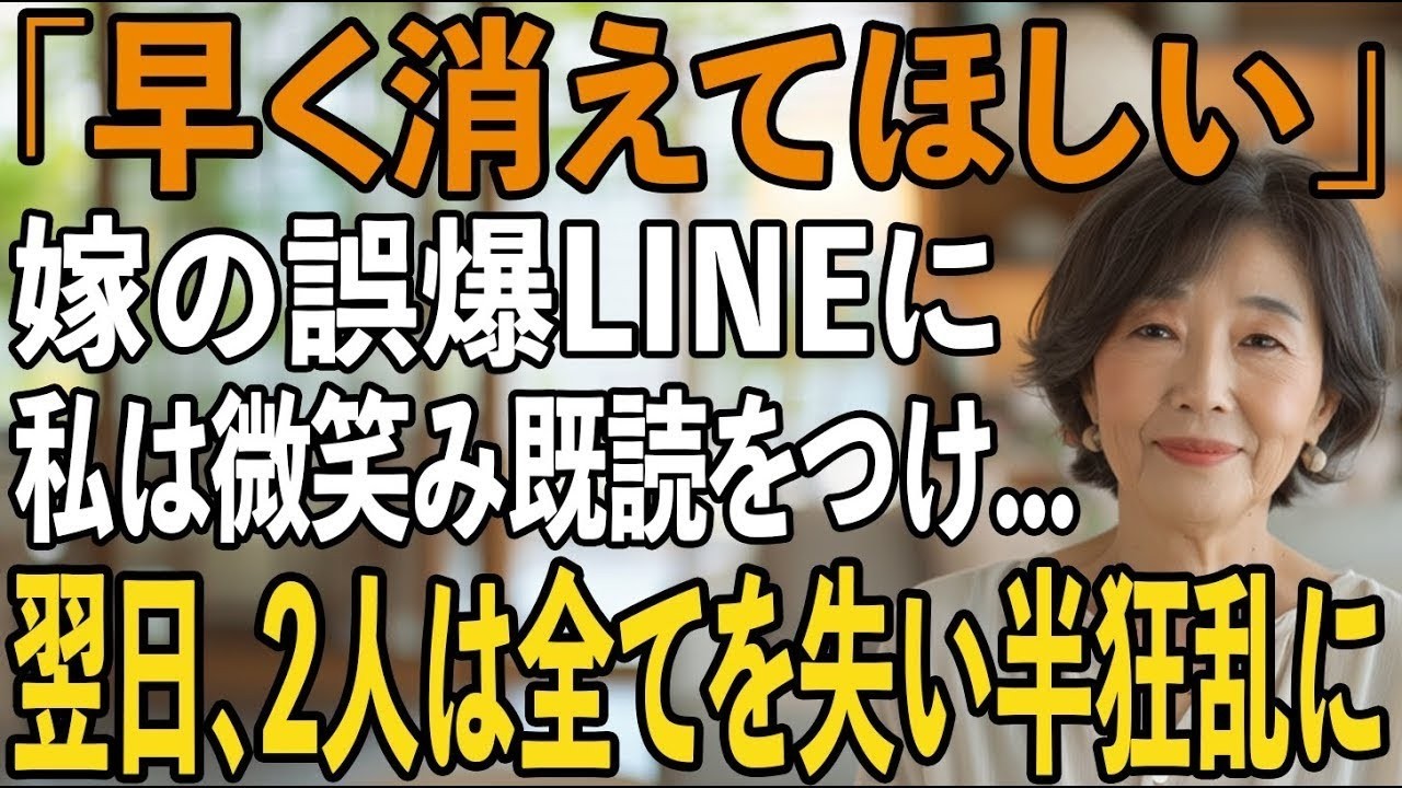 「お義母さん、いなくなればいいのに」息子嫁のLINEが私に誤送信。私は静かに微笑み”既読”をつけた→翌日、息子夫婦は全てを失い半狂乱に【シニアライフ】【60代以上の方へ】 1