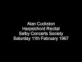 Alan Cuckston - Harpsichord Recital - Selby Concerts Society - Saturday 11th February 1967