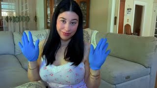 Blue Nitrile Gloves Massage for Deep Sleep. 💤 (Best with volume all the way up)￼ #asmr #relax 
