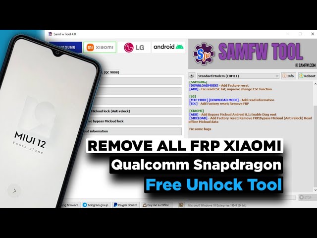 SamFw Tool Frp Unlock Tool 2023, Added Qualcomm Oppo/Xiaomi FRP