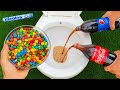 Experiment !! M&M Candy VS Toilet Pepsi, Coca Cola and Mentos