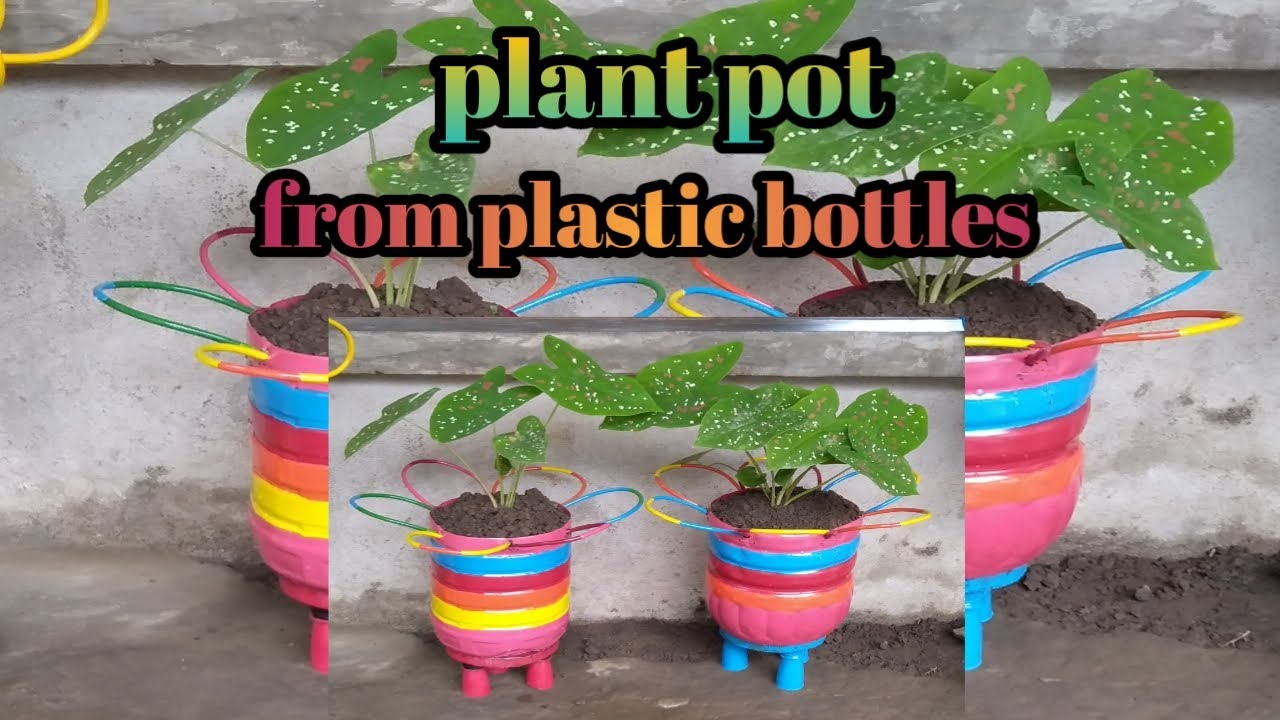 How To Make A Colorful Plant Pot From Plastic Bottle/Reuse Plastic