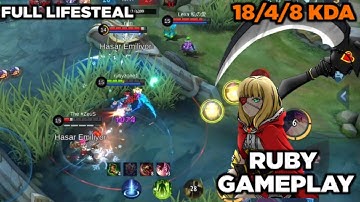 HOW TO PLAY RUBY 100% FULL LIFESTEAL - RUBY BEST BUILD 2022 - TOP GLOBAL RUBY GAMEPLAY [MLBB]