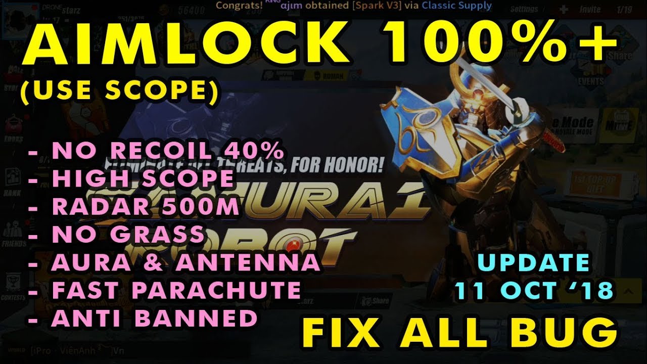 UPDATE ASSETS NO BUG, ALL CLEAR AND SAFE ,AIMLOCK 100% (Rules of survival mobile version)