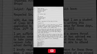 Formal Letter Writing | Application for three days sick leave| #formalletterwriting #iammitulrathod