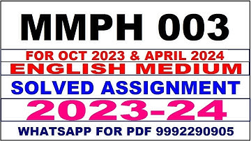 mmph 003 solved assignment 2023-24 | mmph 3 solved assignment in english 2024 | mmph 3 2024