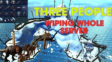 WIPING WHOLE SERVER WITH THREE PEOPLE [ARK MOBILE] PVP RAID