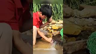 Insane Stream Fishing Technique! 🎣 Wooden Slide Trap Catches Everything”