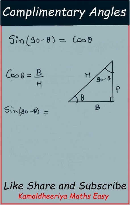 Complementary angle of Sin and Cos @kamaldheeriya #trigonometry - YouTube