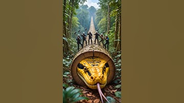 rescue anaconda from giant log #animals #funny #shorts