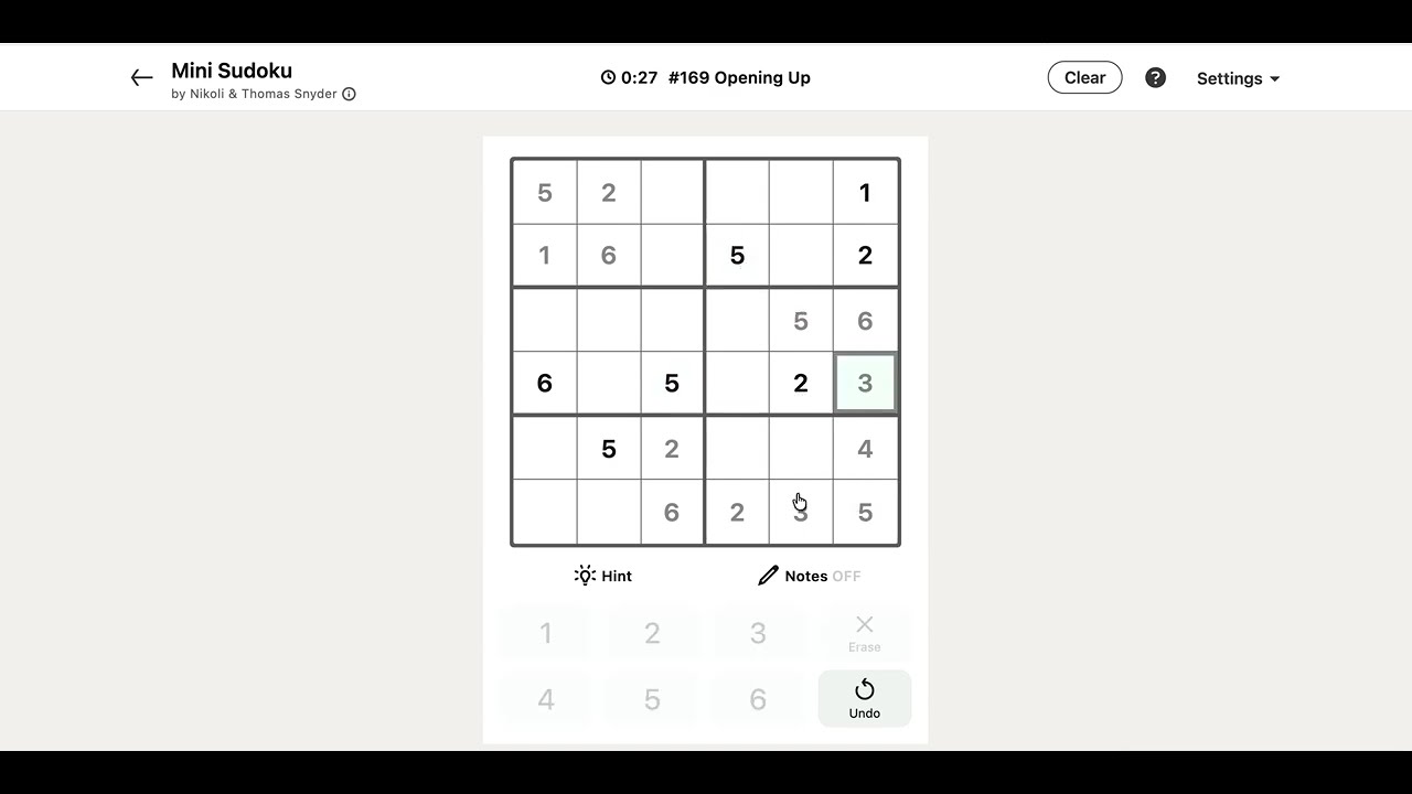 LinkedIn Mini Sudoku Answer Today - Puzzle #169 Opening Up | 27 January 2026