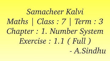 7th Maths Term 3 Samacheer | Chapter 1 | Number System | Exercise 1.1 ( Full )