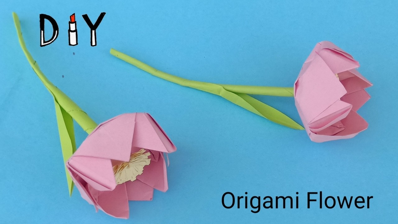 How to make an easy paper tulip 🌷 Paper flower / DIY Origami Flower