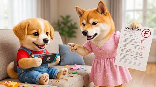 Baby Puppy Failed His Test Because of Gaming 🎮😢 Mom’s Advice Changed His Life 📚🐶❤️Heartwarming screenshot 3