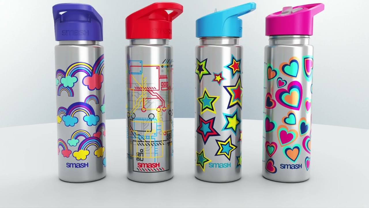 Smash 700 Ml Wasserflasche – Dino-Design, BPA-frei, Mit Trinkhalm & Klappdeckel – Perfekt Für Schule & Freizeit
