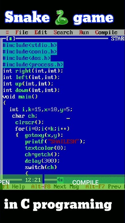 Snake game in C programing pro stark #snake_game#Cprogramming#pro_stark ...