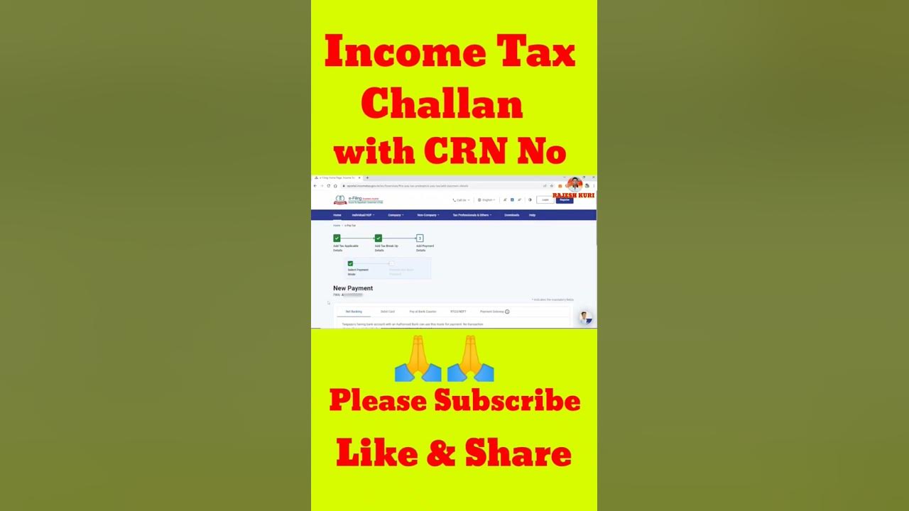Income Tax Challan Created with CRN No - YouTube