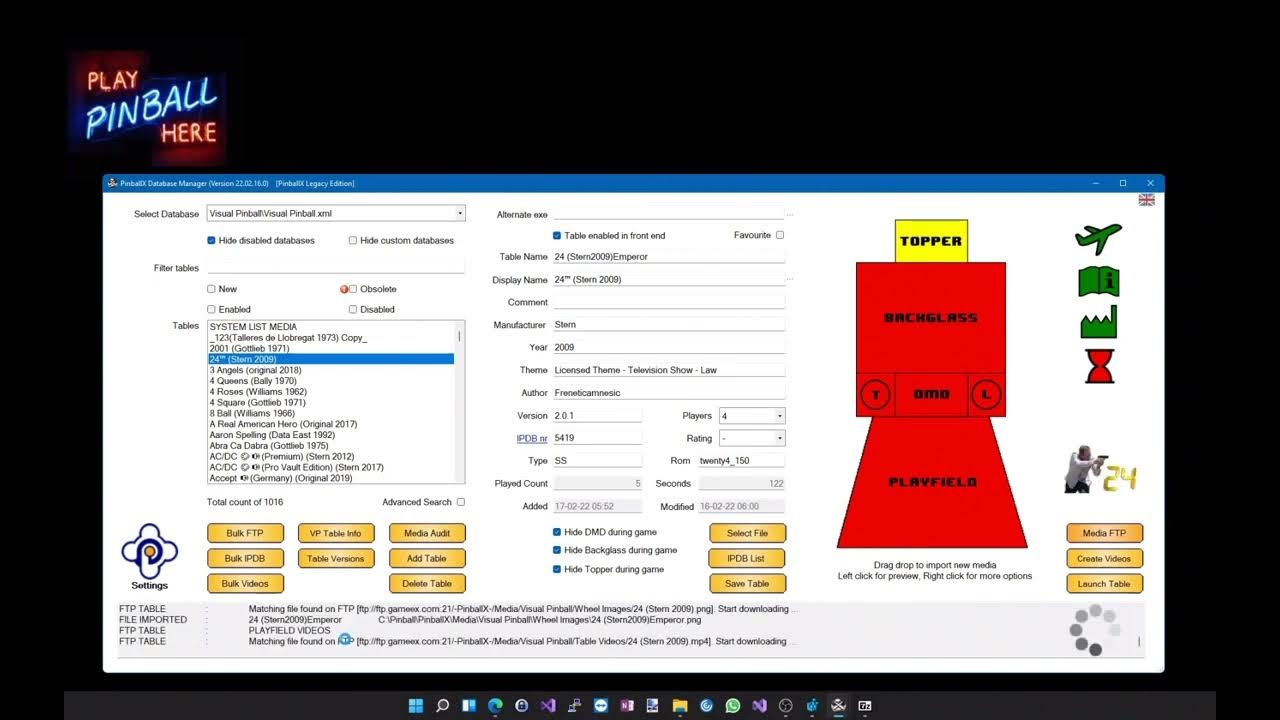 Setting up GameEX FTP for PinballX Database Manager YouTube